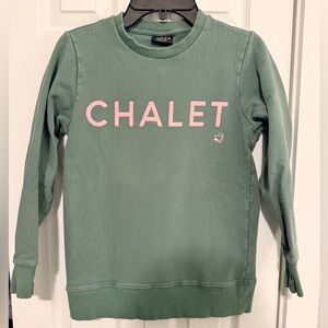 Chalet Kids Crewneck Sweatshirt in Sage with Pink Logo
